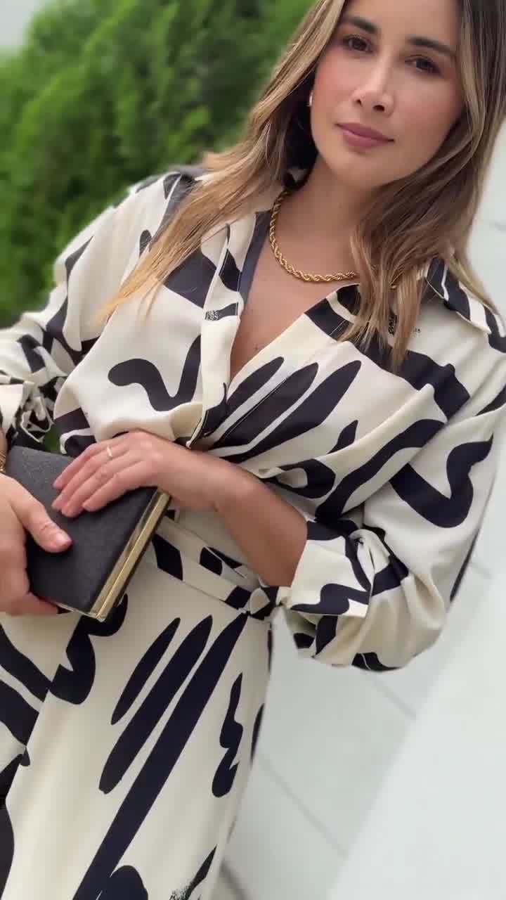 Azur - Combinaison avec imprimé abstrait sur fond ivoire