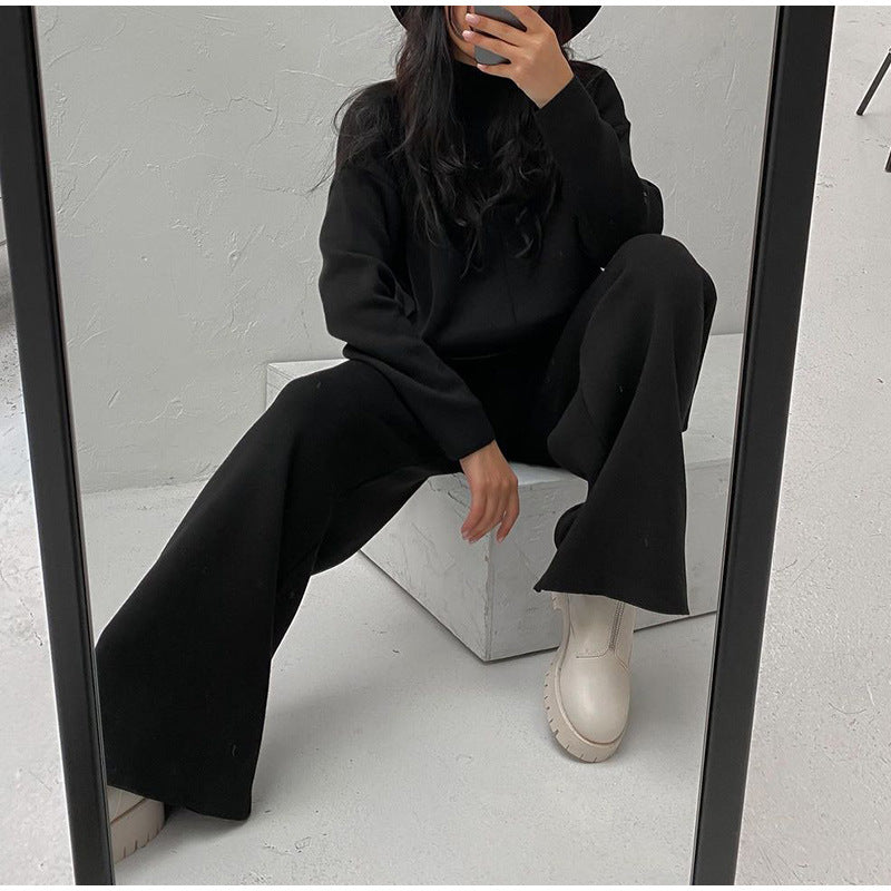 SERELLA ensemble pull col roulé en maille effet cachemire