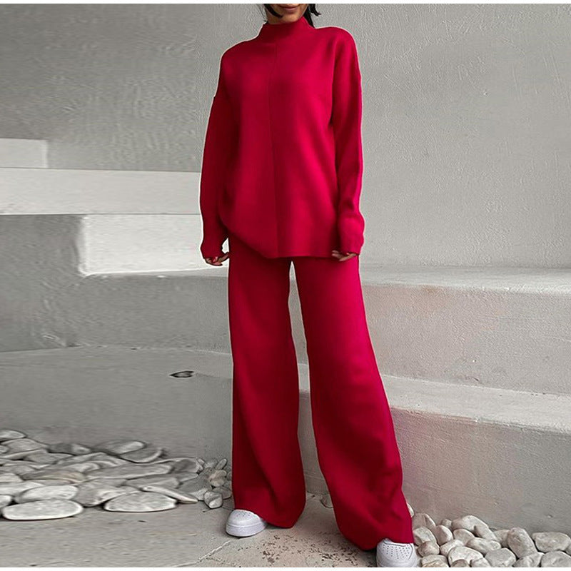 SERELLA ensemble pull col roulé en maille effet cachemire