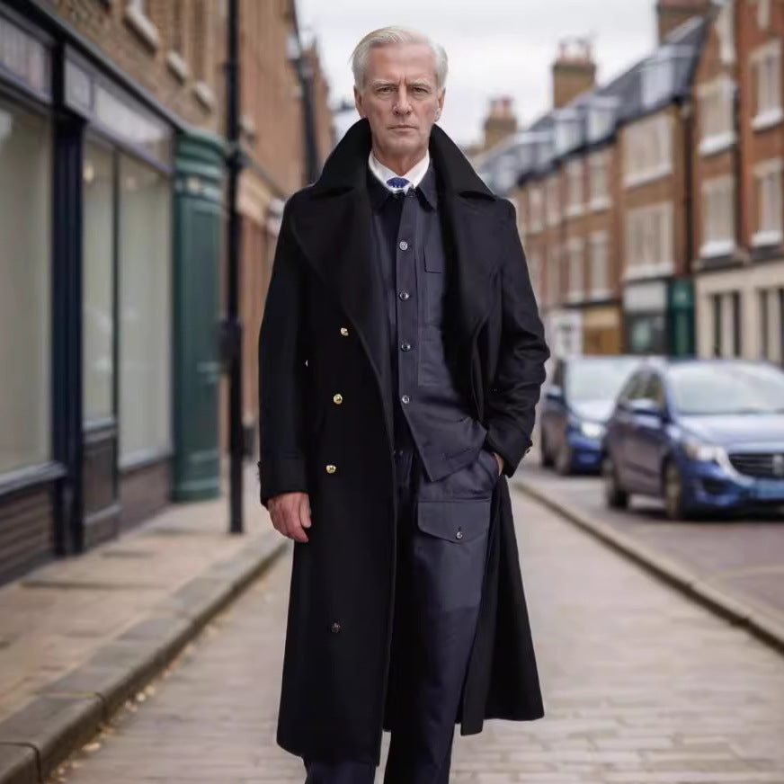 Monarque manteau long avec boutons double rangée