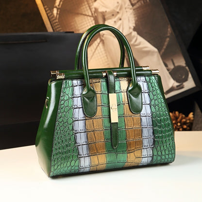 Enigma - Sac en cuir crocodile et bandes métallisés