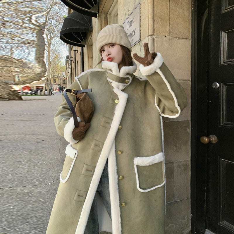 Elégance Vintage - Manteau en laine couleur verte