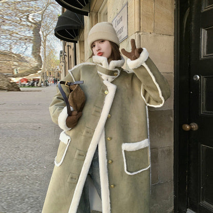 Elégance Vintage - Manteau en laine couleur verte