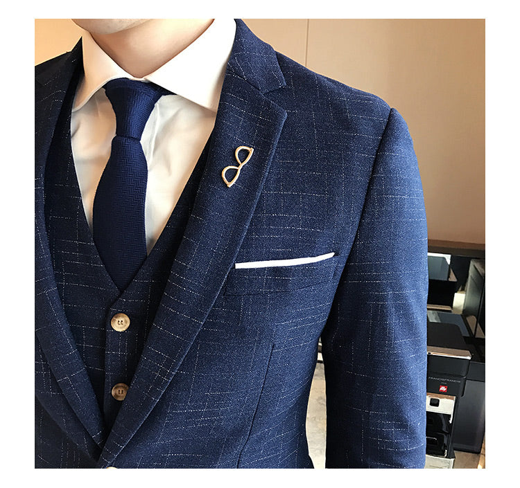 Régent Costume 3 pièces avec motifs micro-rayures texturé