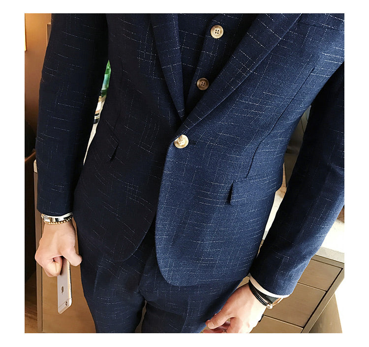 Régent Costume 3 pièces avec motifs micro-rayures texturé