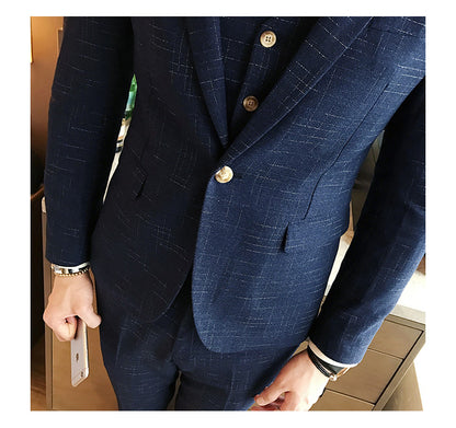 Régent Costume 3 pièces avec motifs micro-rayures texturé