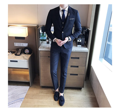 Régent Costume 3 pièces avec motifs micro-rayures texturé