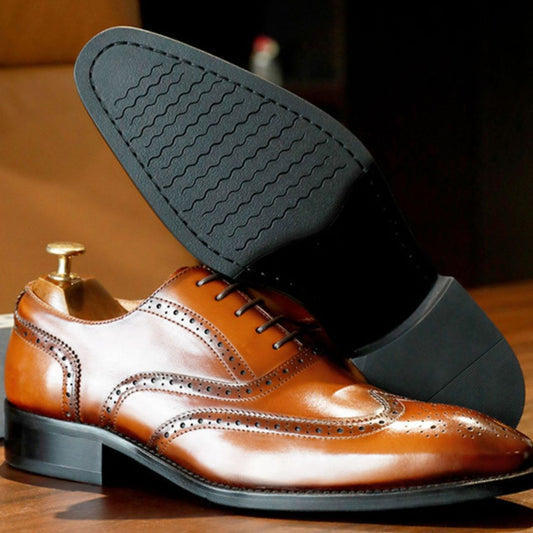 Luciano - Chaussures de ville en cuir avec bout poitu