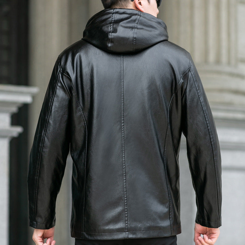 Caldo - Manteau en cuir avec capuche