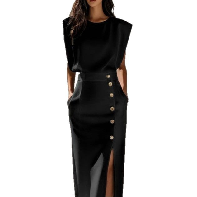 Éclat - Robe avec patte de boutonnage Oblique