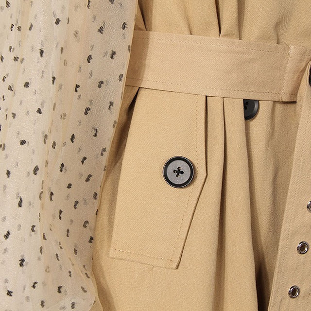 Brise - Trench avec manches bouffantes en tulle brodé à pois