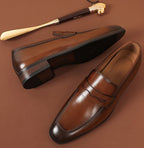 Fortin Mocassin penny loafer patiné cognac