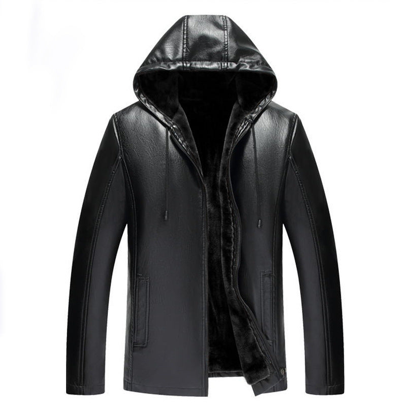 Caldo - Manteau en cuir avec capuche