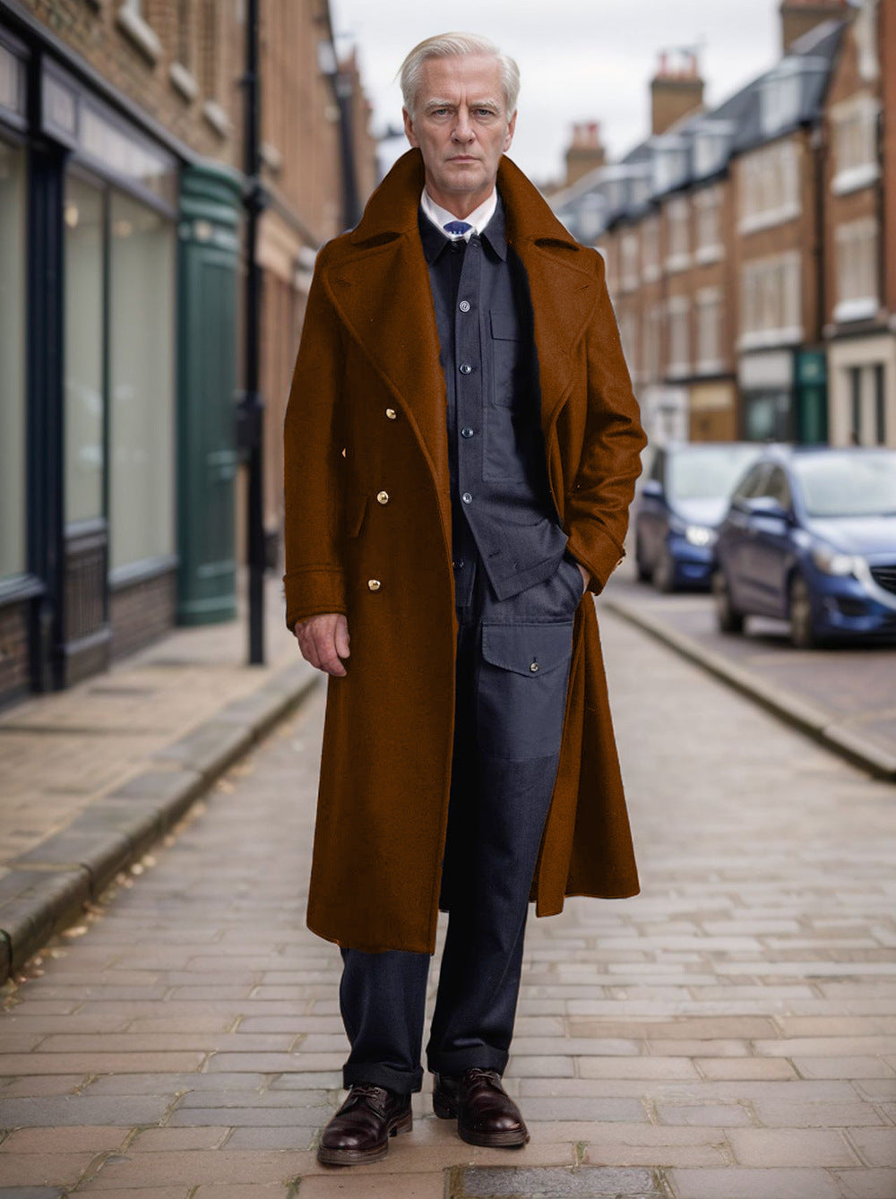 Monarque manteau long avec boutons double rangée