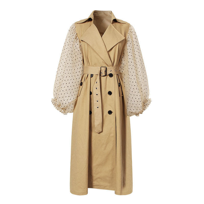 Brise - Trench avec manches bouffantes en tulle brodé à pois