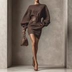 Moka - Robe pull mini en maille texturée