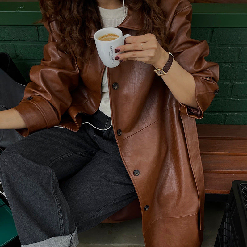 Auburn - Trench longiligne en Cuir