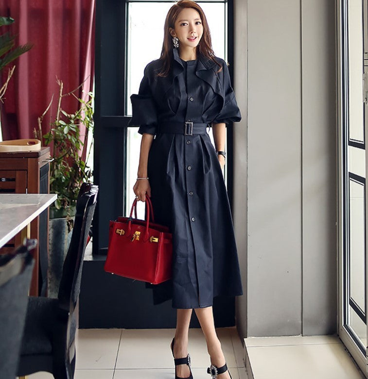 Muse - Robe Trench Midi à manches ballon