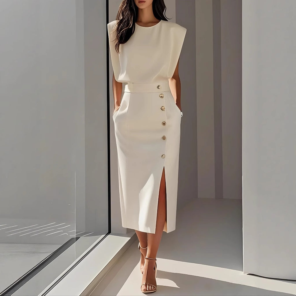 Éclat - Robe avec patte de boutonnage Oblique