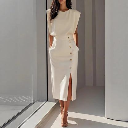 Éclat - Robe avec patte de boutonnage Oblique