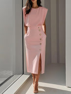 Éclat - Robe avec patte de boutonnage Oblique