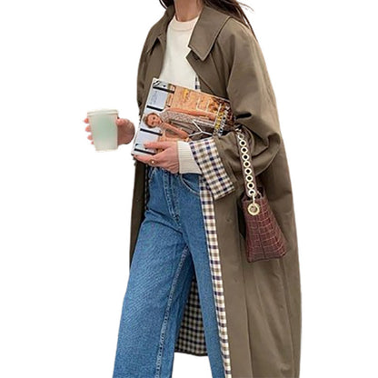 Aura - Trench long revers intérieur à carreaux