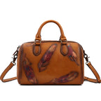 Scala - Pillow bag cuir avec plumes polychromes