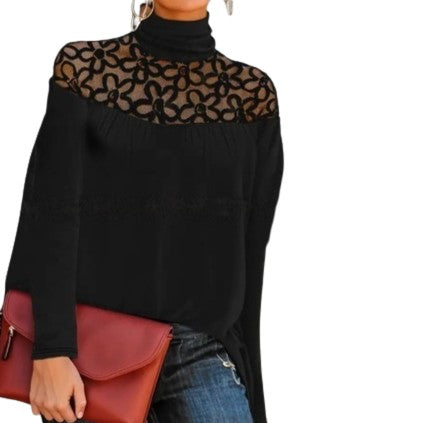 Dentelle Libre - Pull Femme Crochet Ajouré Esprit Casual Patchwork