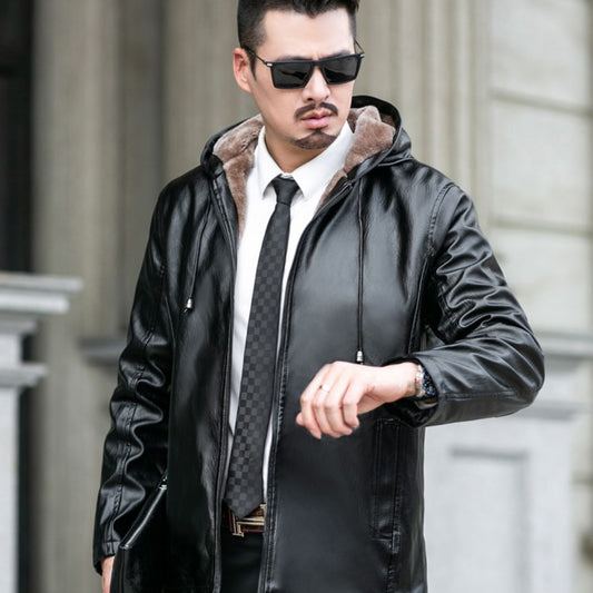 Caldo - Manteau en cuir avec capuche