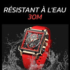 Flamme Rouge Montre au design carré squeletté