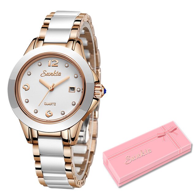 Sunkta Montre féminine deux‑tons acier et or rose