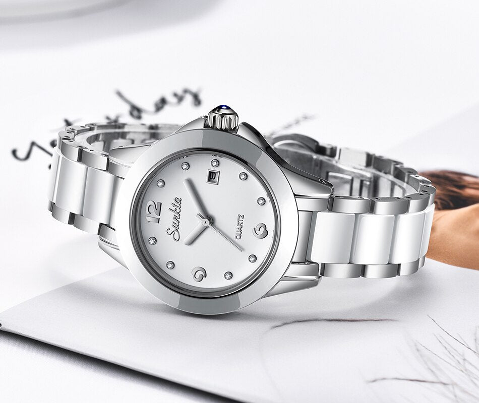 Sunkta Montre féminine deux‑tons acier et or rose
