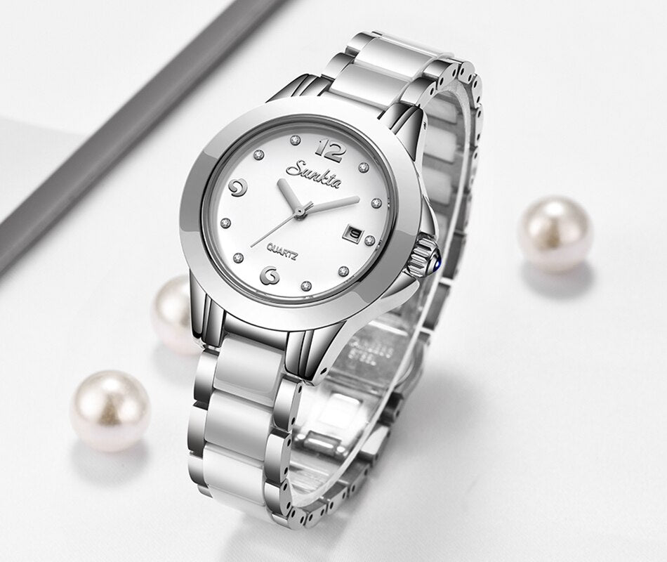 Sunkta Montre féminine deux‑tons acier et or rose