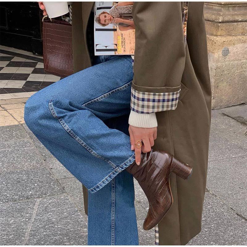 Aura - Trench long revers intérieur à carreaux