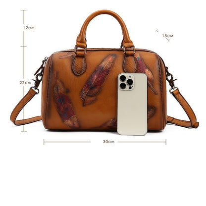 Scala - Pillow bag cuir avec plumes polychromes