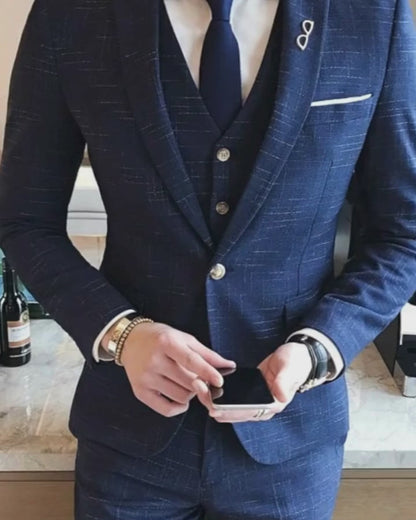 Régent Costume 3 pièces avec motifs micro-rayures texturé