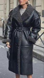 Velusa - Manteau fourrure ceinturée